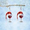 Red Christmas Hat Wine Glass Acrylic Earrings - Vintage Creative Design, Versatile and Stylish.