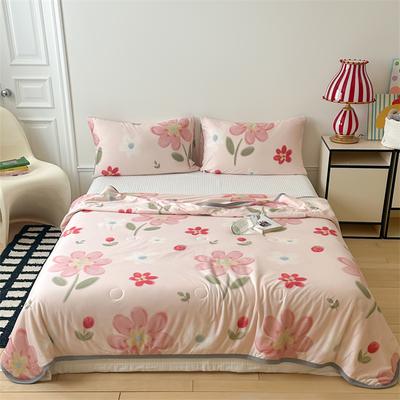 Pink Flower Pattern Quilt Breathable Comfortable Air-conditioning Quilted Quilt Skin-friendly Multi-functional Thin Blanket