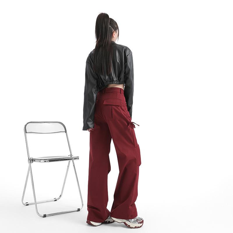 Salopette spessa autunnale e invernale da donna Pantaloni casual autunnali da donna Pantaloni a gamba larga autunnali da donna Pantaloni autunnali con coulisse elastica da donna