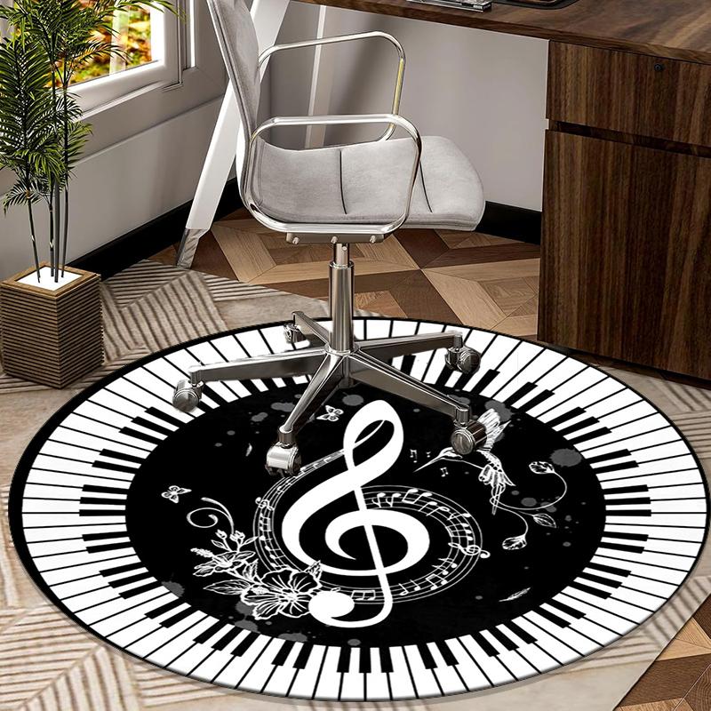 Music Harmony Symbol round carpet Chair cushion Round Entryway Rug, Soft Round Rugs for Living Room, Bedroom, Circle Carpet decor gifts