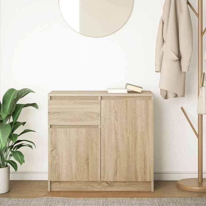VidaXL Buffet avec tiroir chêne sonoma 71x35x65 cm bois d'ingénierie, meuble de rangement, buffet, meuble d'entrée, meuble 861600