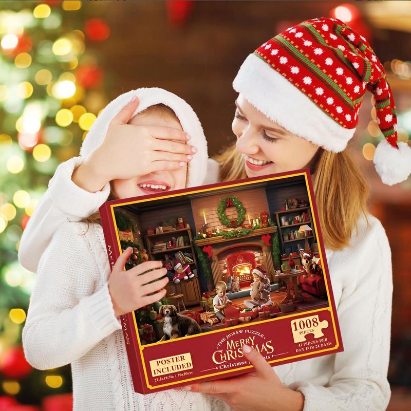 Advent Calendar 2025 Jigsaw 24 Days 1008 Pieces Christmas Advent Calendar Puzzle Family Game Night Parent-Child Interactive