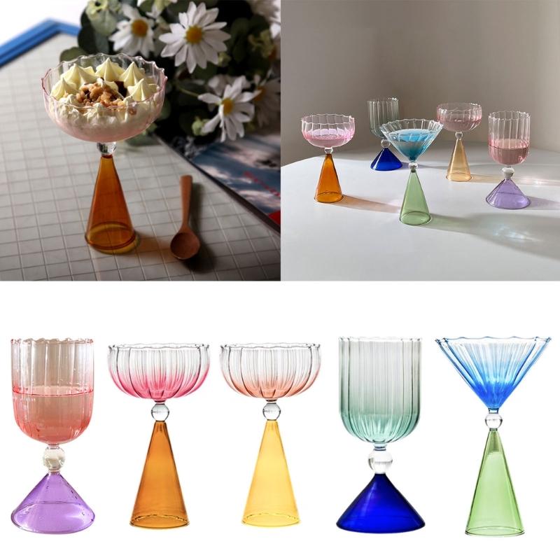 Eleganta vinglas Färgstarka cocktailglas Köksservis Unikt glas Lämpligt för gåvor och heminredning