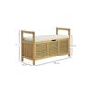 Banc à chaussures - MUVOE - 100 x 40 x 60 cm - Bambou naturel - Couvercle rabattable - Confortable