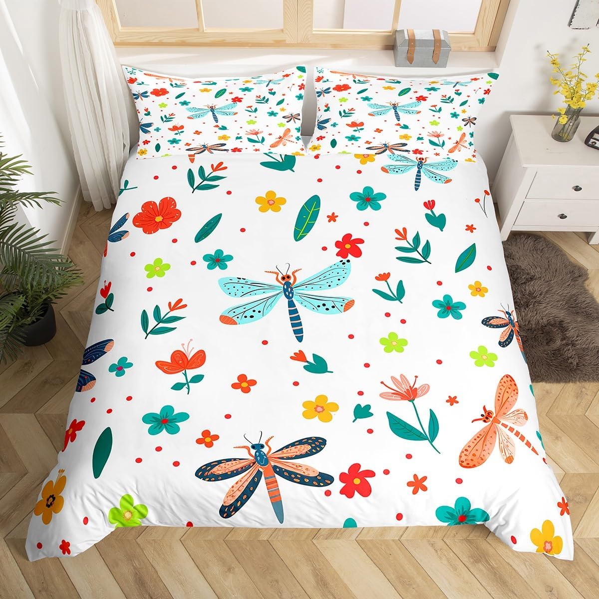 

Animal Cartoon King Size Duvet Cover Cute Rainbow Alpaca Soft Bedding Set For Boys Girls Floral Jungle Animal Bedding 3 Pcs EU Single(135x200cm)