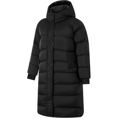 Li Ning Comfortabel Casual Eenvoudig Capuchon Rits Los Koudbestendig Warm Outdoor Lange Donsjas Dames Bovenkleding Zwart AYMU090-2
