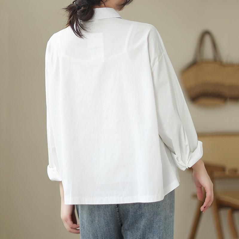 long sleeve plus size vintage shirts & blouses for blouse Casual loose spring autumn tops women button up shirt