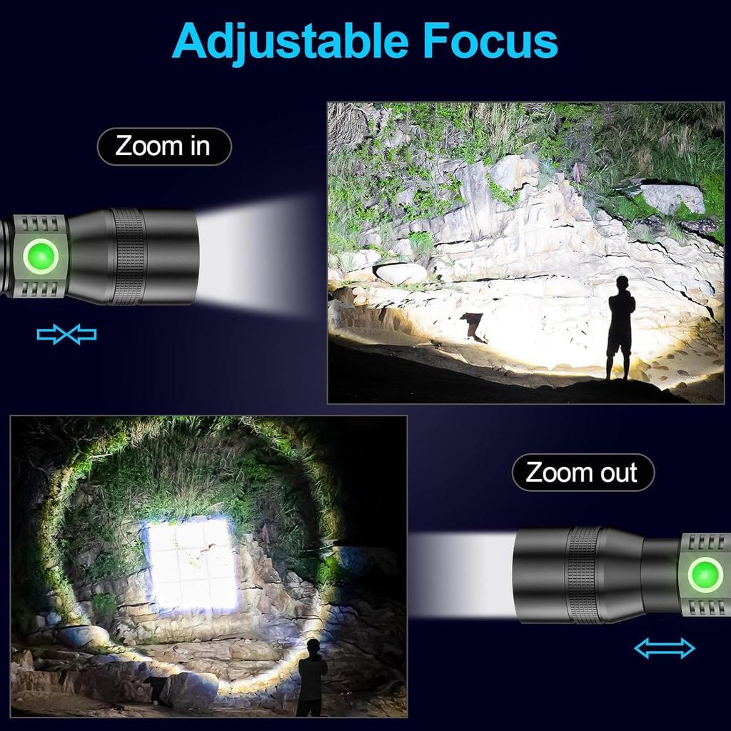 Powerful LED Rechargeable USB COB Work 7 Magnetic Black IPX7 2600 18650 Zoomable Pocket Handheld Bright Perfect for Night Outdoor Power and Disaster