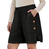 Damen locker lässige Shorts, lässige lockere Baumwoll-Leinen-Hose, mit Taschen