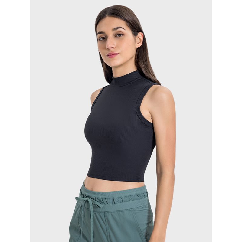 Original Fitness Yoga Wear Tops Women's Quick-Drying Slim Fit Fashion Tape Pilates Training Wear Turtleneck Sleeveless Vest