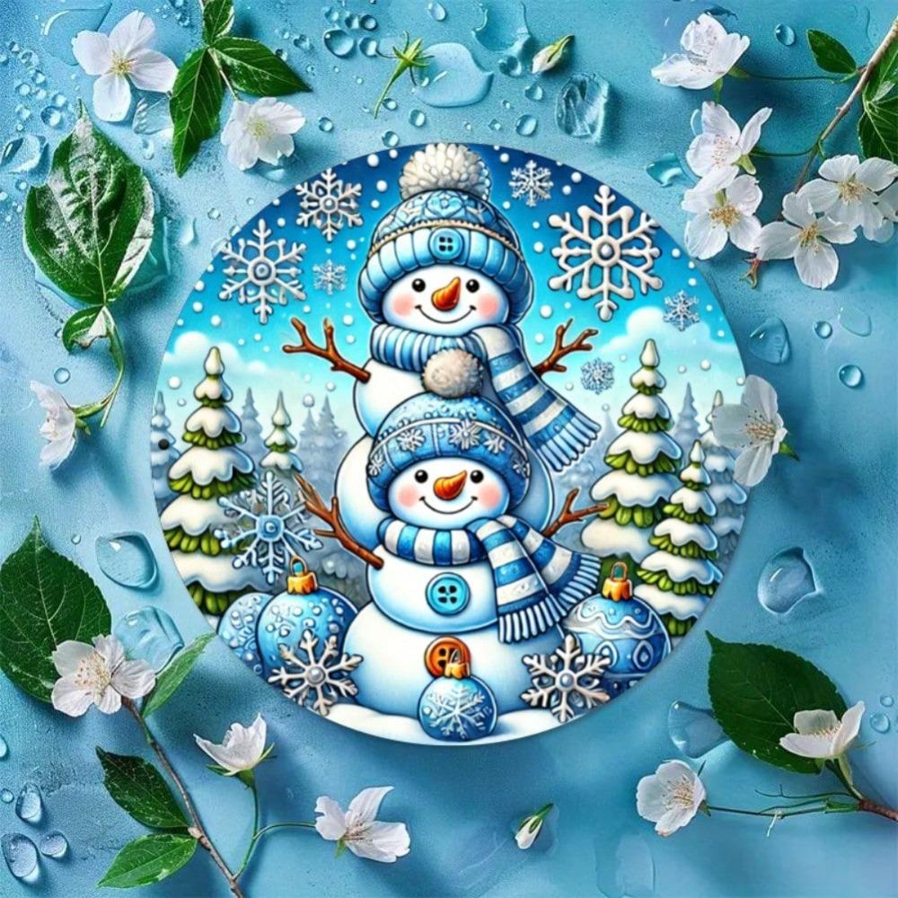 Iron Wall Art Festive Snowman Round Sign Christmas Decor Home Office Gift Holiday Living Room
