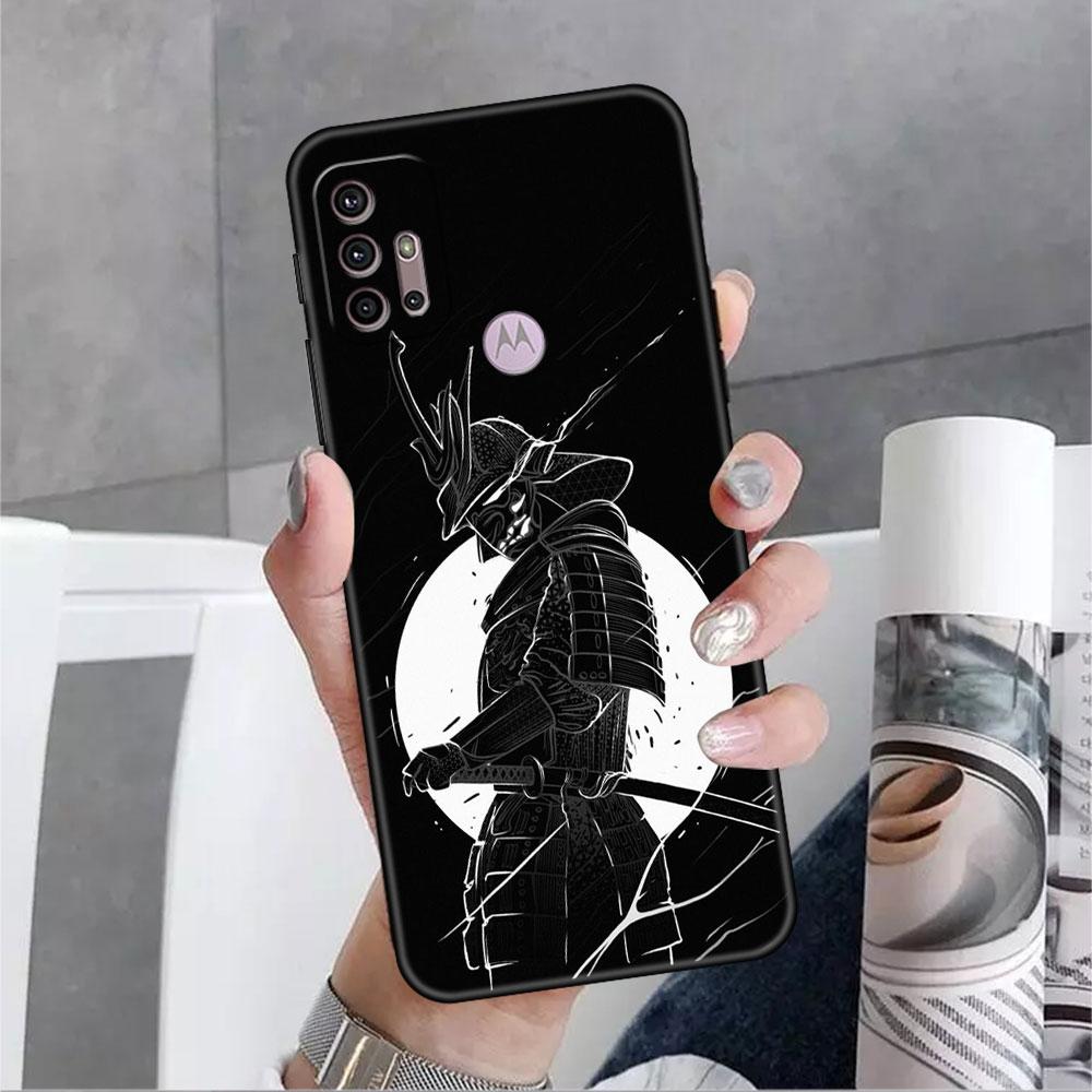 Etui Do Motorola G30 G60 G22 G9 Play G82 G52 G8 G9 G50 One Fusion Edge 20 Czarne Miękkie Nakładka Na Telefon Samurai Maska Oni