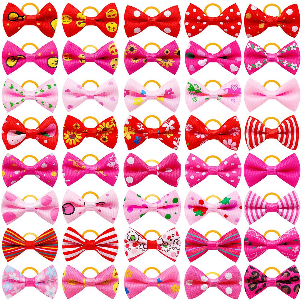 Hundshaar Gummibänder Einfarbig Gepunktet Valentinstag Kleiner Gänseblümchen Stil Haarspangen Haustier Hundshaar Haustierpflege Zubehör