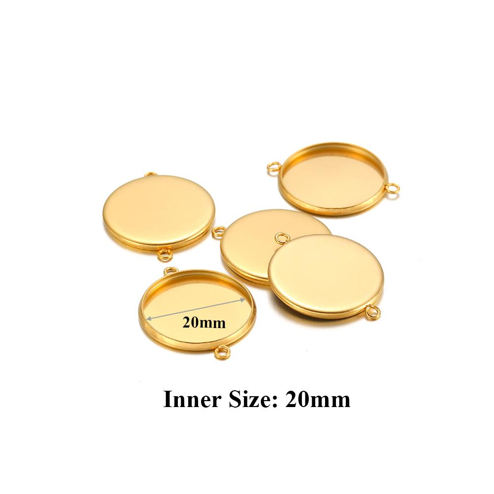 10 pièces Acier Inoxydable 6-30mm Base Cabochon Camée Couleur Dorée Plateau Rond Vide pour Collier Bracelet Fabrication de Bijoux Apprêts DIY
