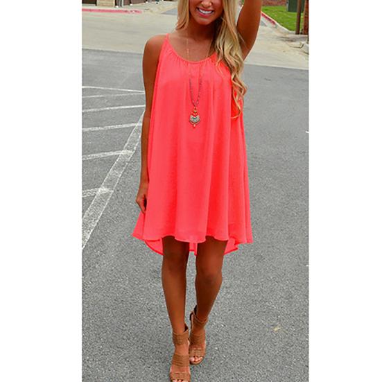 Sexy Women's Summer Casual Sleeveless Strap Backless Beach Dress for Evening Party