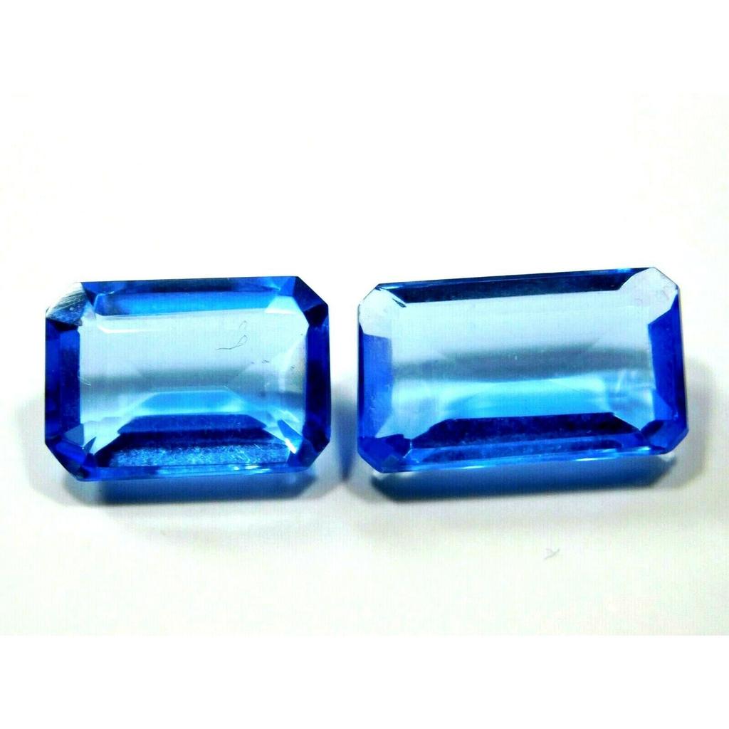 Natural Blue Tanzanite Loose Gemstone Emerald Cut 14.30 Ct Pair for Jewelry Making and Crafts