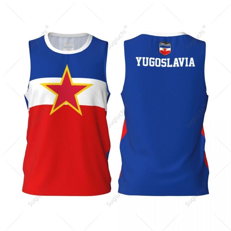 Jugoslawien Flaggenmuster Tanktops Für Männer Basketball Sport Laufen 3D Gedruckte Tops Sommer Freizeit Locker Street T-Shirts Rundhals Weste