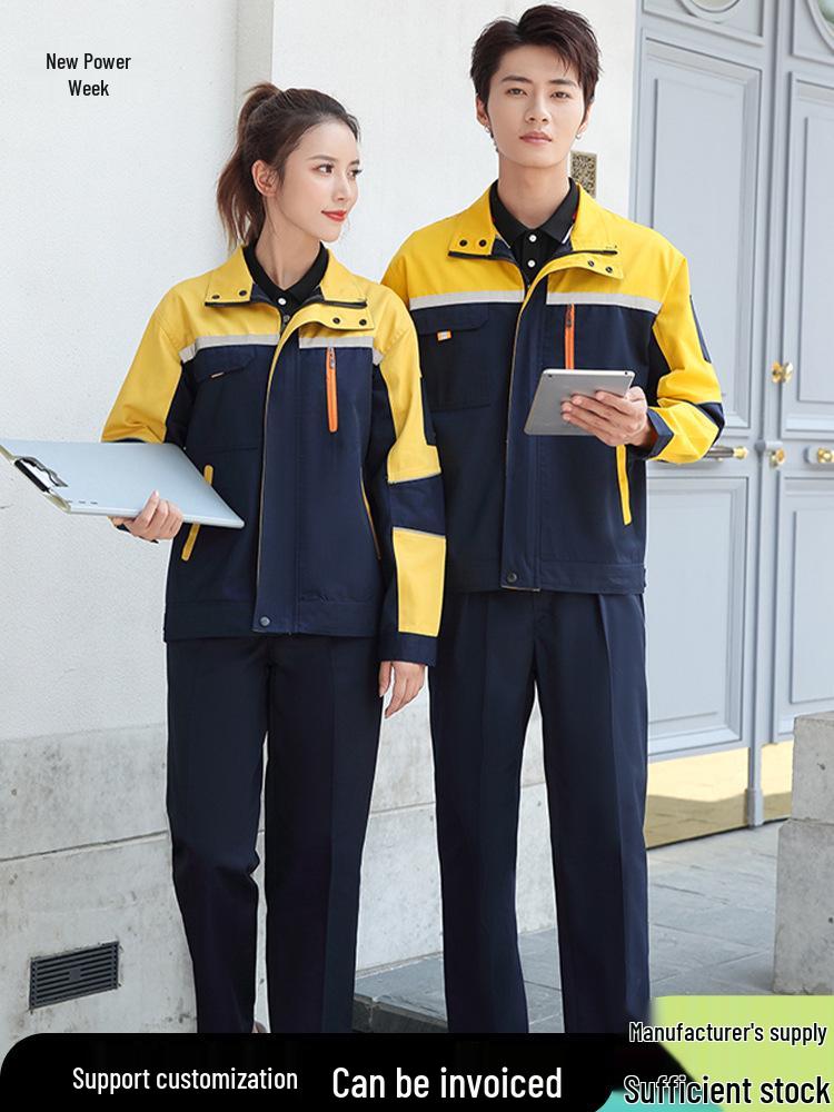 Men's Dirt-Resistant Reflective Workwear Set - Long Sleeve, Wear-Resistant for Autumn/Winter.