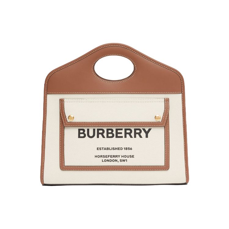 

Burberry Pocket Bag Two-Tone Detachable Adjustable Shoulder Strap Leather And Cotton Pocket Tote Shopping Bag Crossbody Handbag Small 80367841 Basic Set (Bag+Dust Bag)