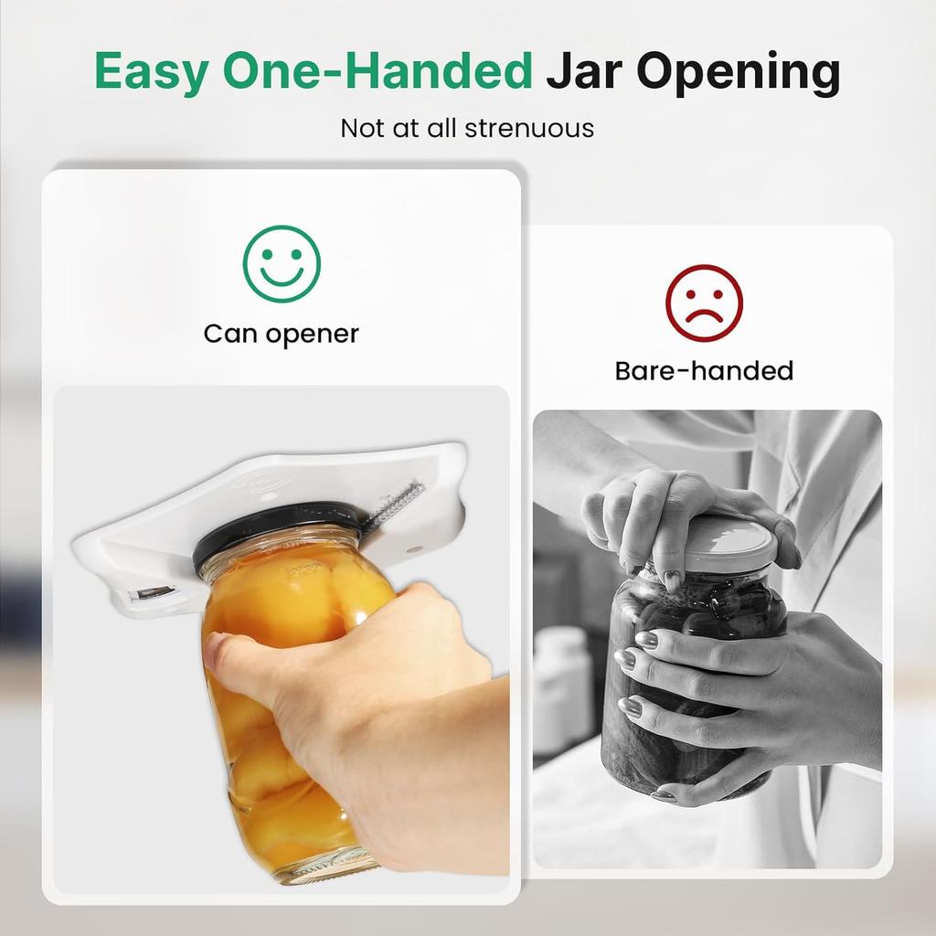 Under Cabinet Jar Opener, Opens Lids Up to 5 Inches - Extra Strong Leverage for Tough Jars & Large Cans, Built-in Bottle Opener - Top Rated for