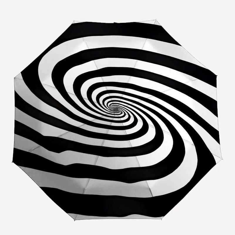 

1pc spiral pattern umbrella with 8 iron ribs and a plastic handle, automatic opening and closing, and daily use.1097