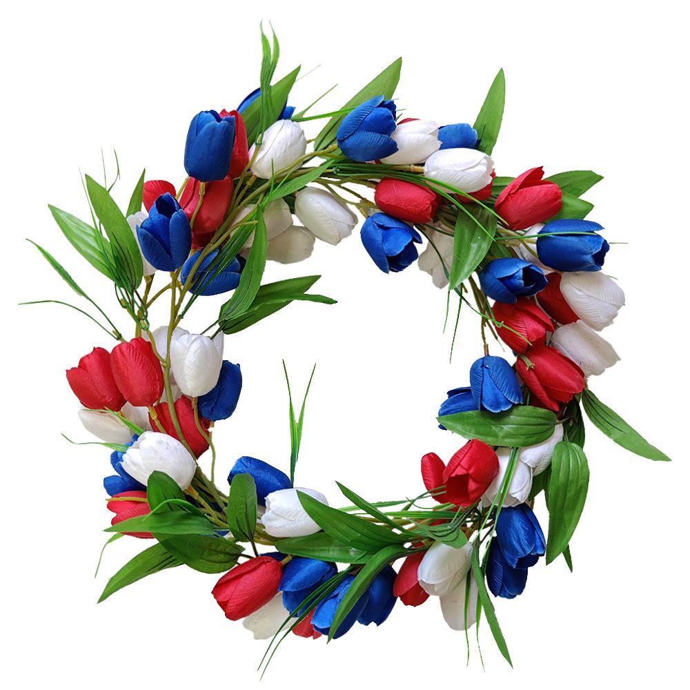 

Зашифрованный имитация тюльпана, ротанг, День независимости, украшение для дома, дверь, подвесной цветок, тюльпан, цветочная лоза
