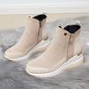 Winter 2025 New Side Zipper Wedge Boots Women's Platform Plus Size Fleece Warm Suede Snow Boots