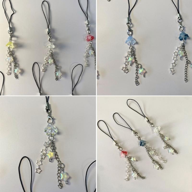 Phone Lanyard Wrist Strap Jellyfish Star Keychain Chain Phone Charm Antilost Y2K Cellphone Strap Hanging Cord for Women