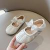 Girls' Crystal Princess Shoes2026Spring and summer new children's pearl and rhinestone bow performance shallow leather shoes