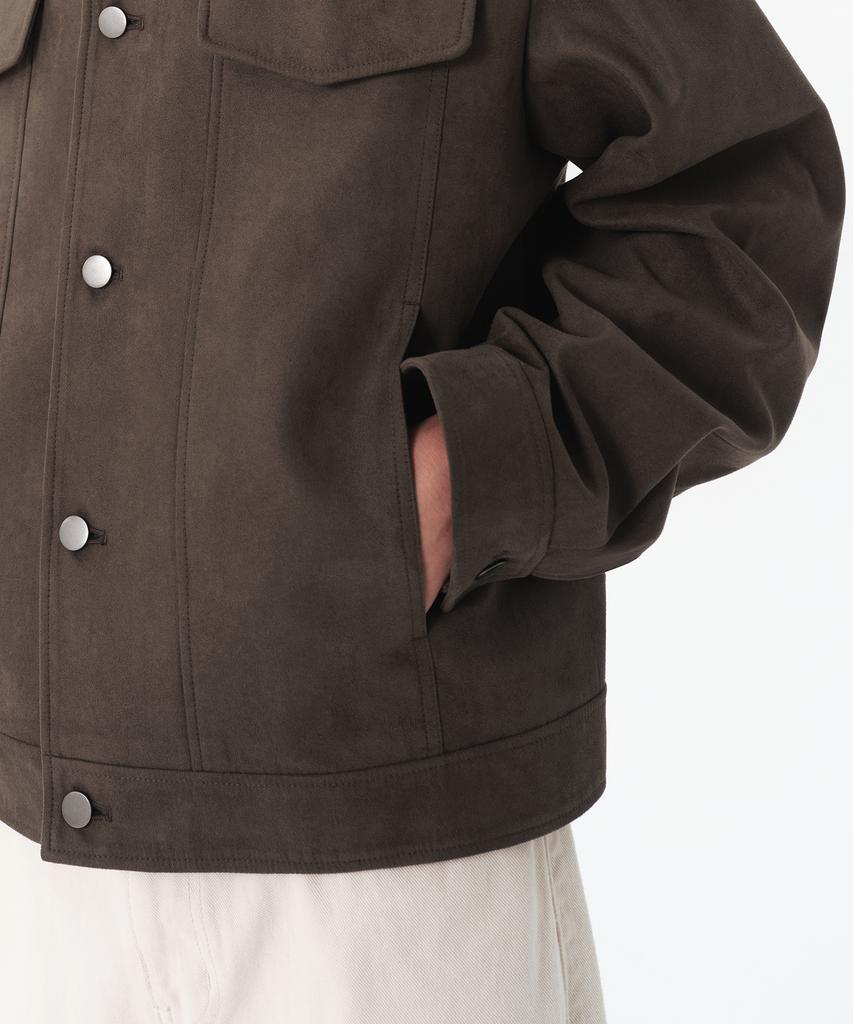 Musinsa Standard Synthetic Suede Minimal Trucker Jacket [Brown]