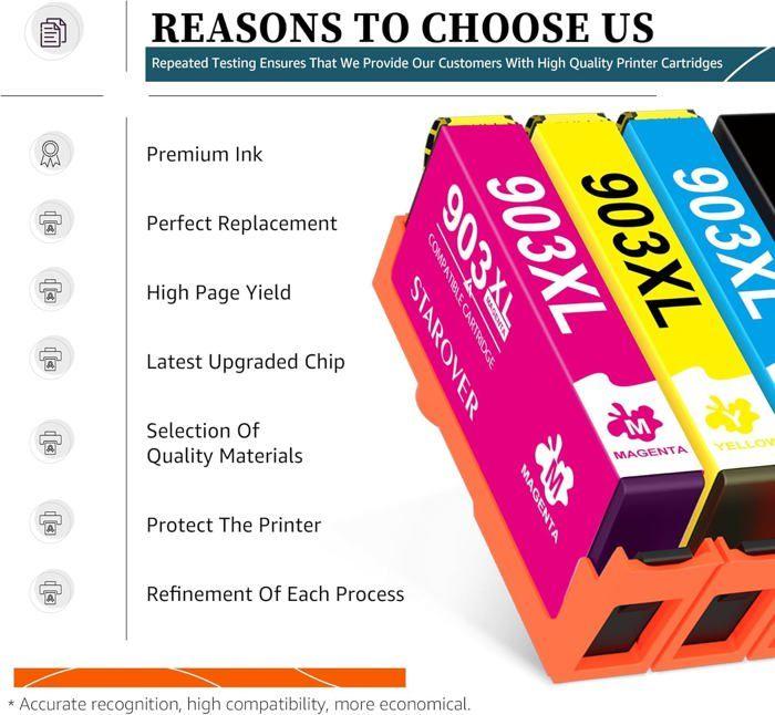 Cartouche d'encre 903XL - HOME FIT TRAINING - Compatible HP - 4 pièces - 960 pages noir - 832 pages couleur