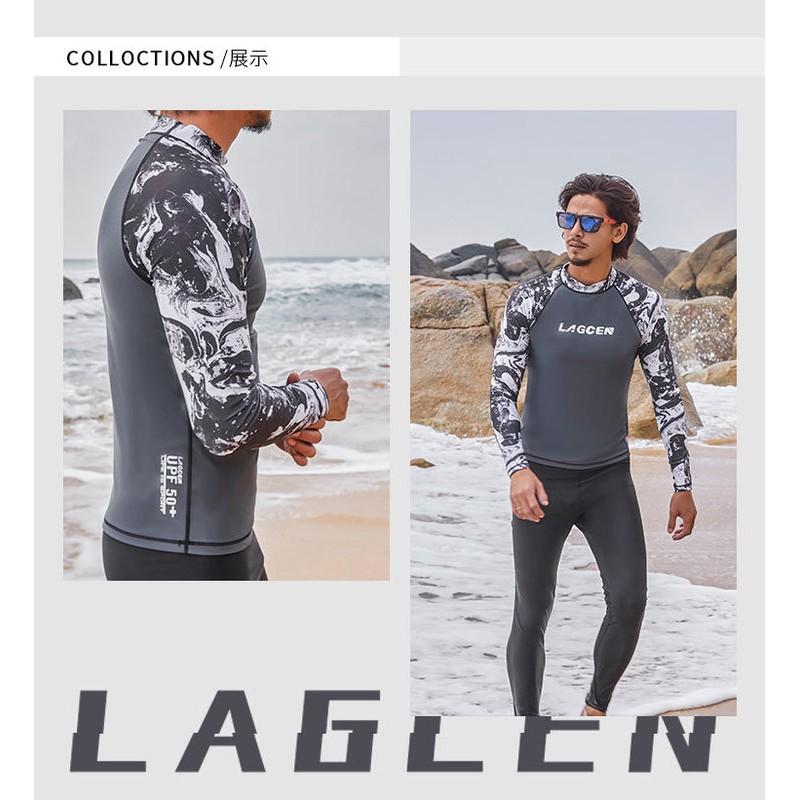 Mens Long Sleeve Rash Guard UPF 50 Quick Dry Swim Shirt Snorkeling Surfing Diving Water Sports