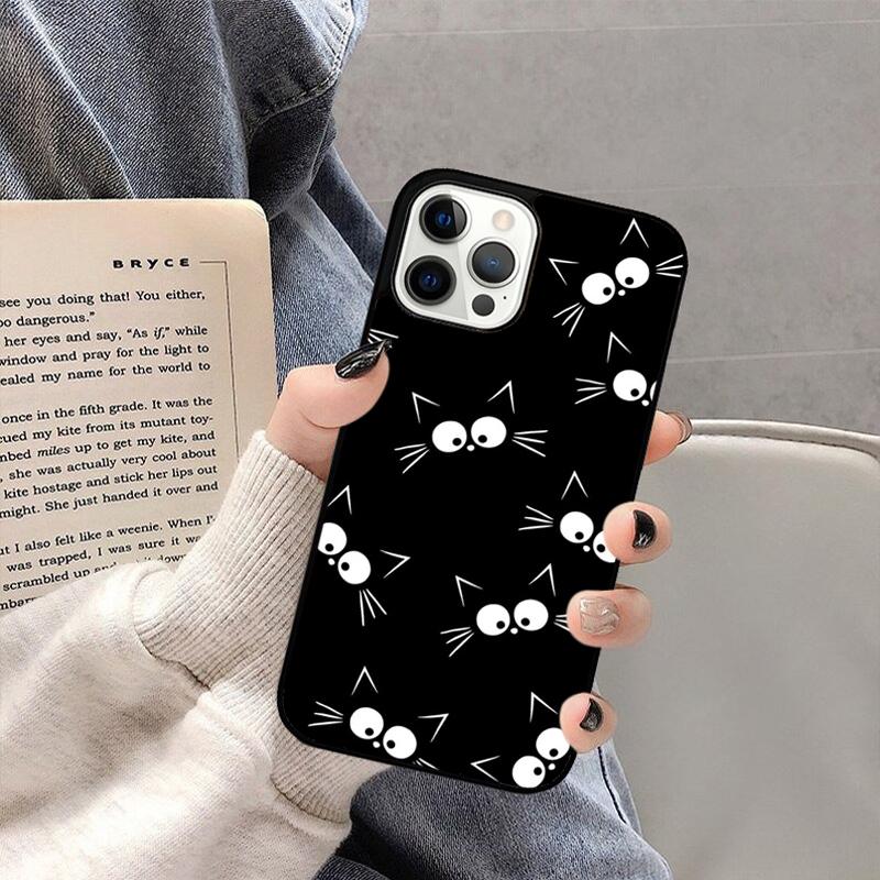 Schwarze Katze Cartoon Niedliche Handyhülle Für iPhone 17 Air 16 15 14 plus 11 12 13 Pro Max Hülle Abdeckung Schale