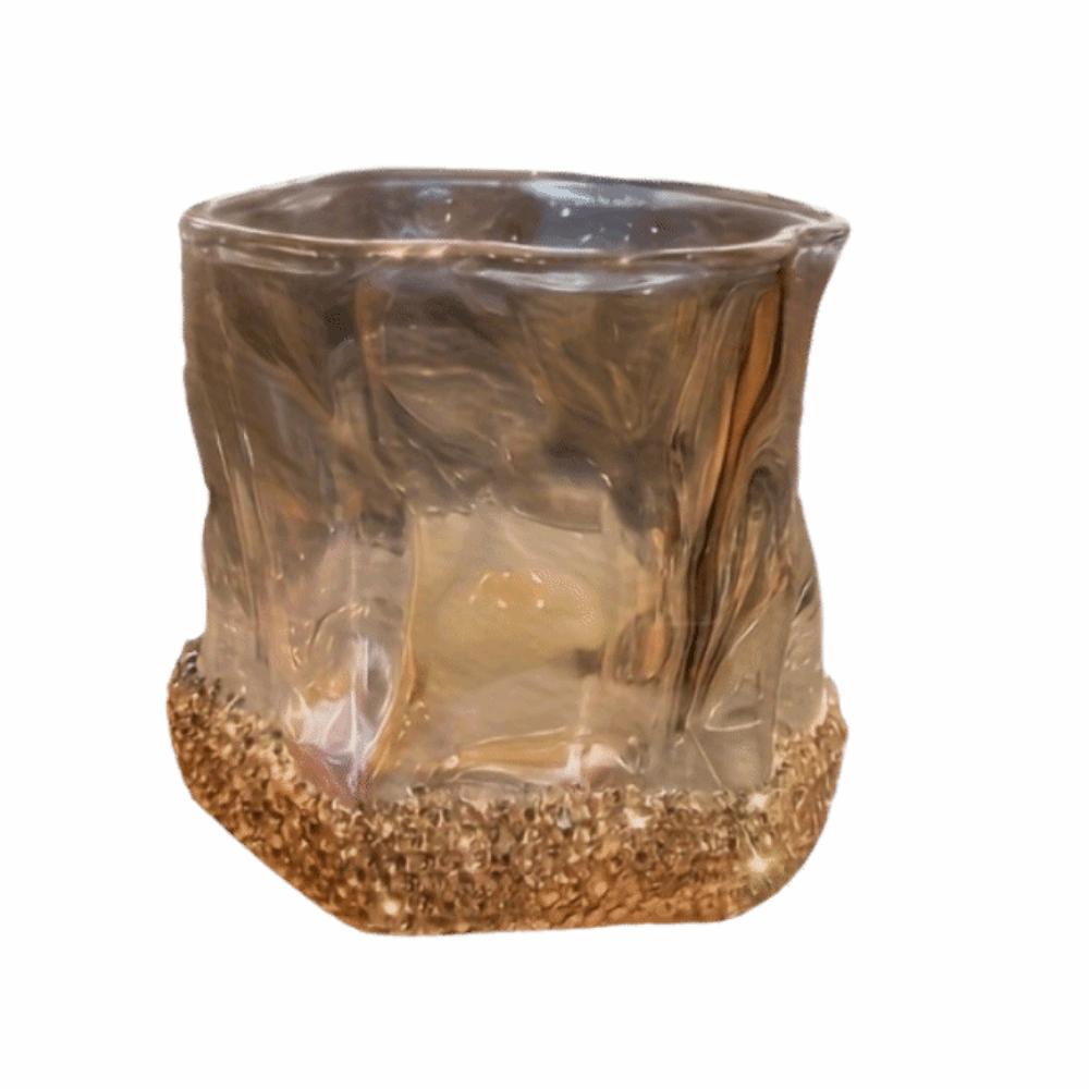 Creative Sparkling Water Cup Heart Shaped Rhinestone Studded Cup  Desktop Decoration Glass Cup
