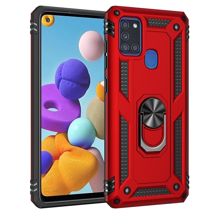 

For Samsung Galaxy A21s Shockproof TPU + PC Protective Case with 360 Degree Rotating Holder(Blue) For Samsung Galaxy A21s червоний
