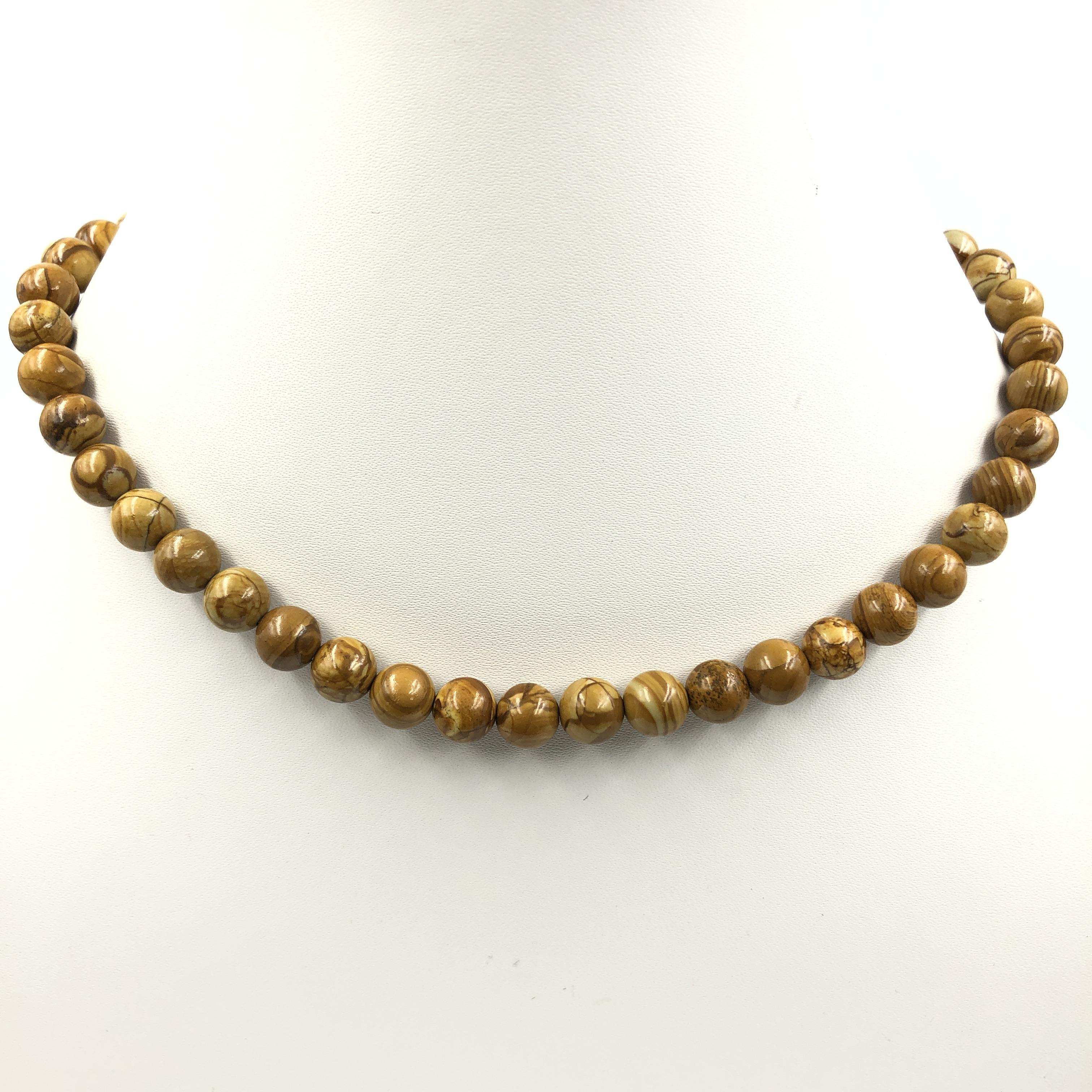 8 мм Натуральный Верблюжий Яшмовый Камень Круглые Бусины Ручной Работы Украшения Вечернее Ожерелье 17-20  Для Подарка на День Рождения 8BN-44