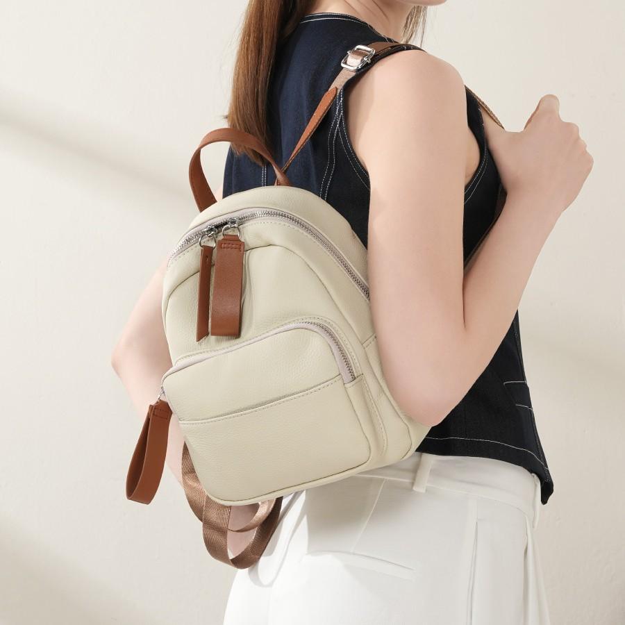 Leather Backpack Women'S Large Capacity Annual Fashion Versatile First Layer Cowhide Casual Backpack