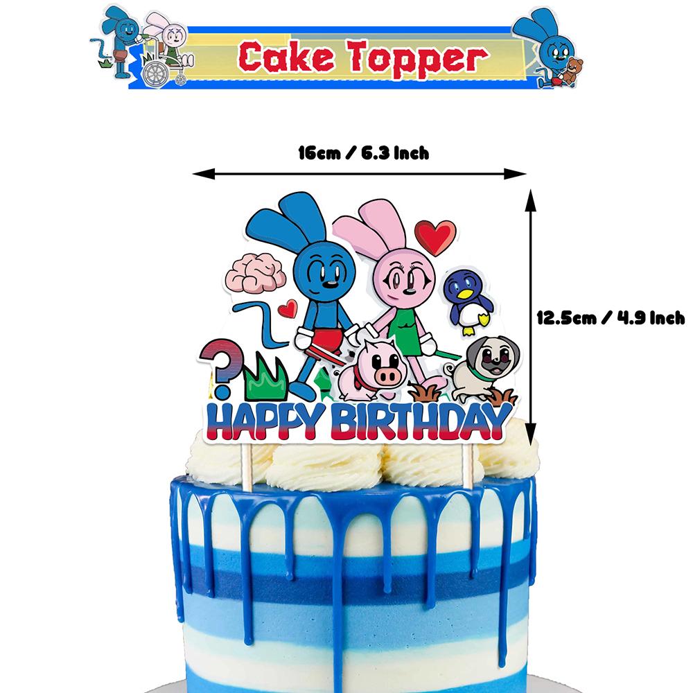 Riggy the Rabbit Cartoon Party Decoration Include Banner Cake Topper Balloons