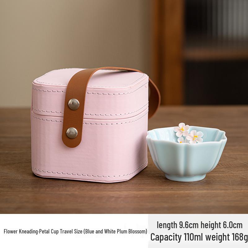 Pink Flower Petal Chinese Style Tea Cup for Personal Use