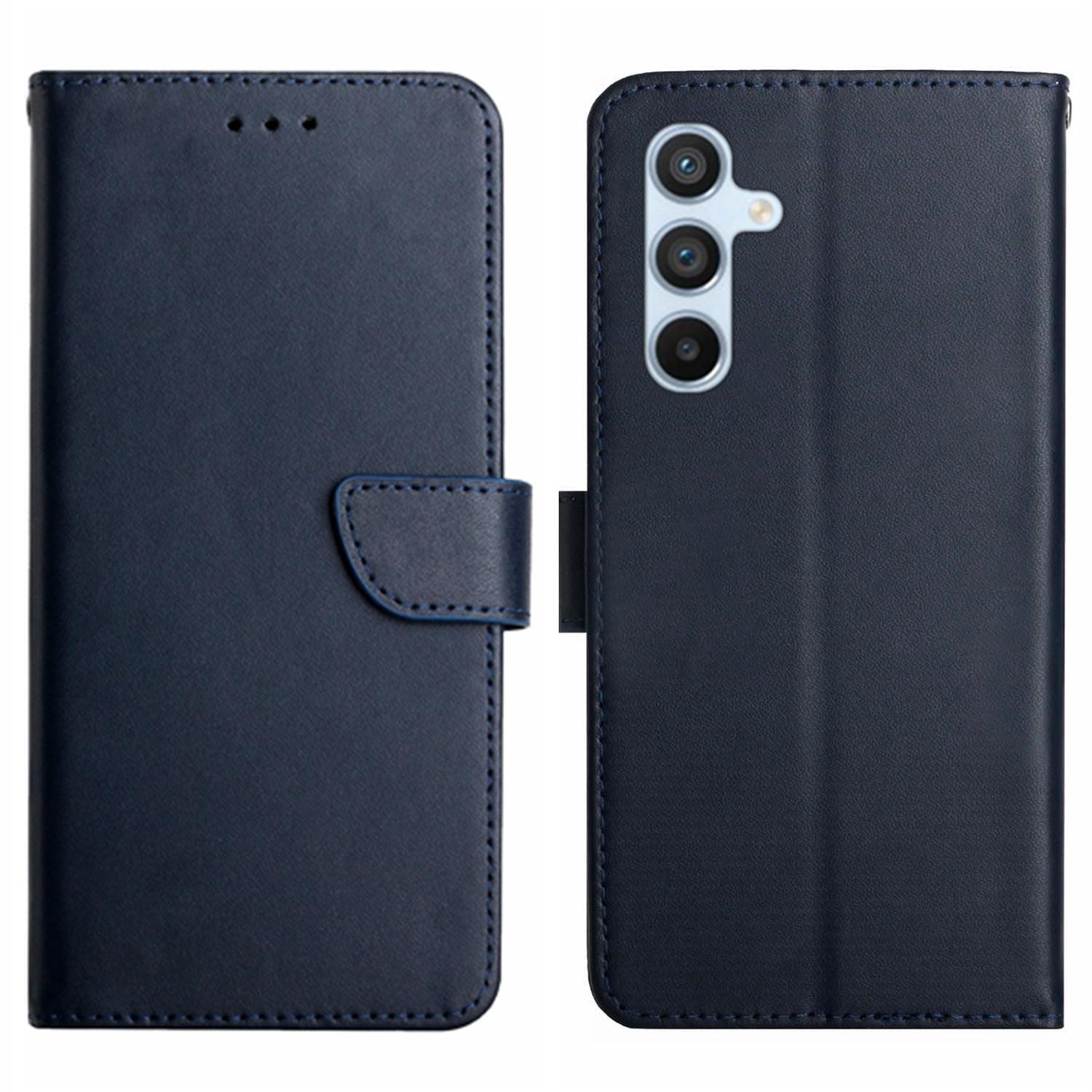 

For Samsung Galaxy A56 5G/M56 5G Case Genuine Cow Leather Phone Cover Nappa Texture Blue