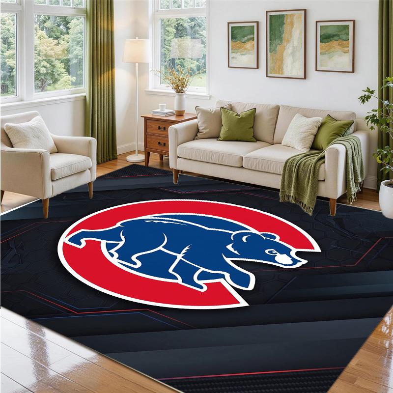 Chicago Cubs Design Crystal Velvet Rug Soft Decorative Mat for Bedroom Entrance
