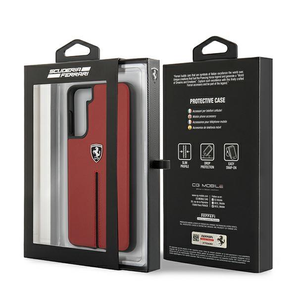 Ferrari Feosihcs21Mre S21+ G996 Czerwony/Red Hardcase Off Track Leather Nylon Stripe