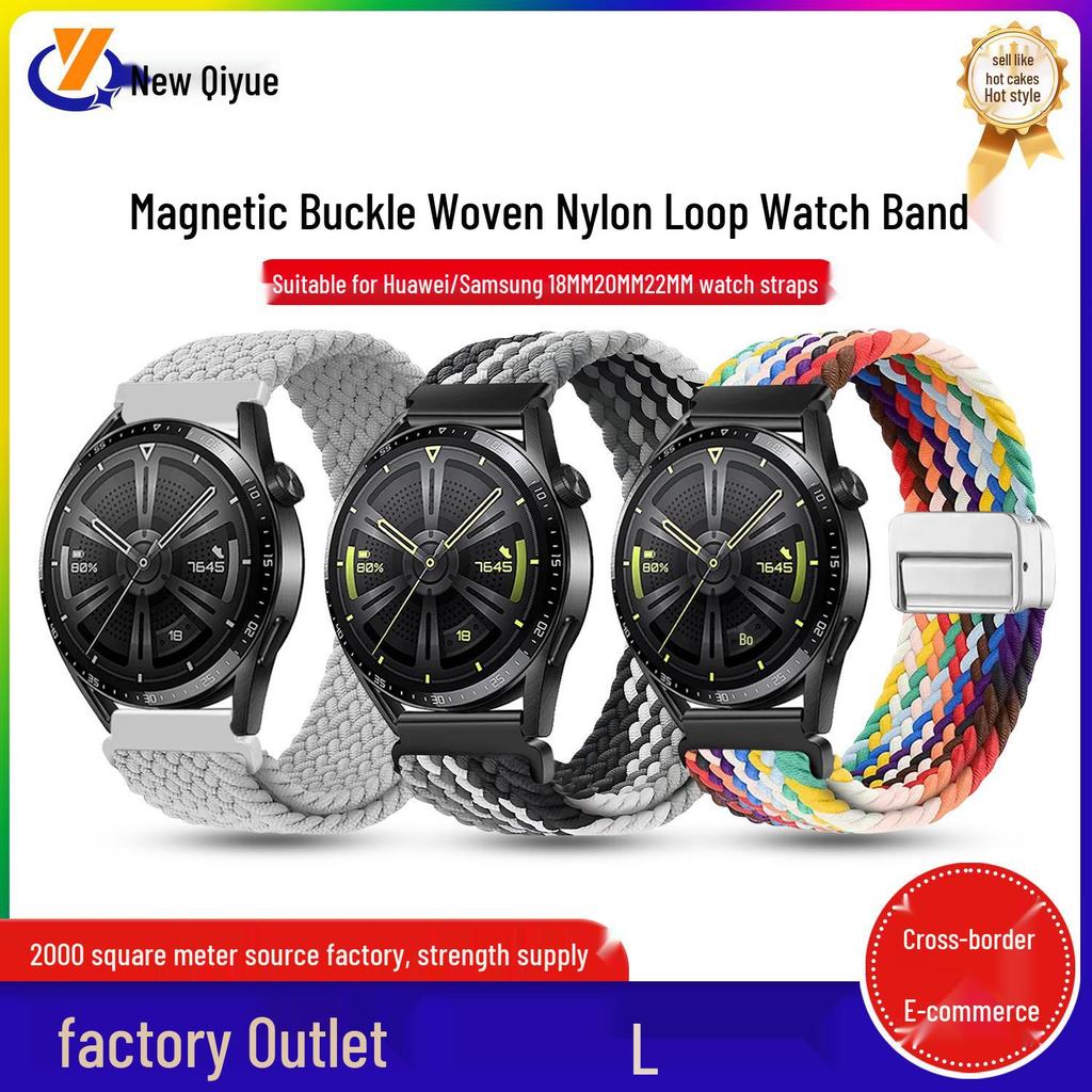 Universal Woven Nylon Magnetic Buckle Watch Band for Huawei/Samsung - 18mm, 20mm, 22mm