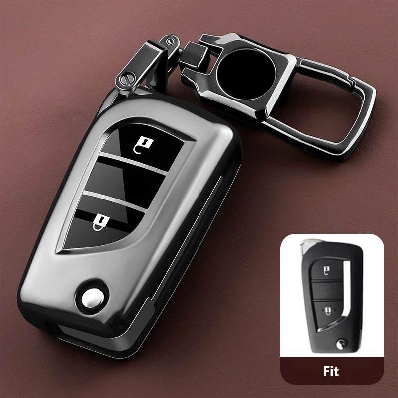 Metallic Gray Tpu For Toyota Camry Levin Corolla Reiz Highlander 2 3 Button Flip Folding Remote Car Key Case Cover Fob Holder