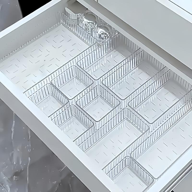 16pcs Transparent Acrylic Cosmetic Organizer Set Drawer Divider Storage Box for Vanity Cosmetics & Office Supplies Home Storage