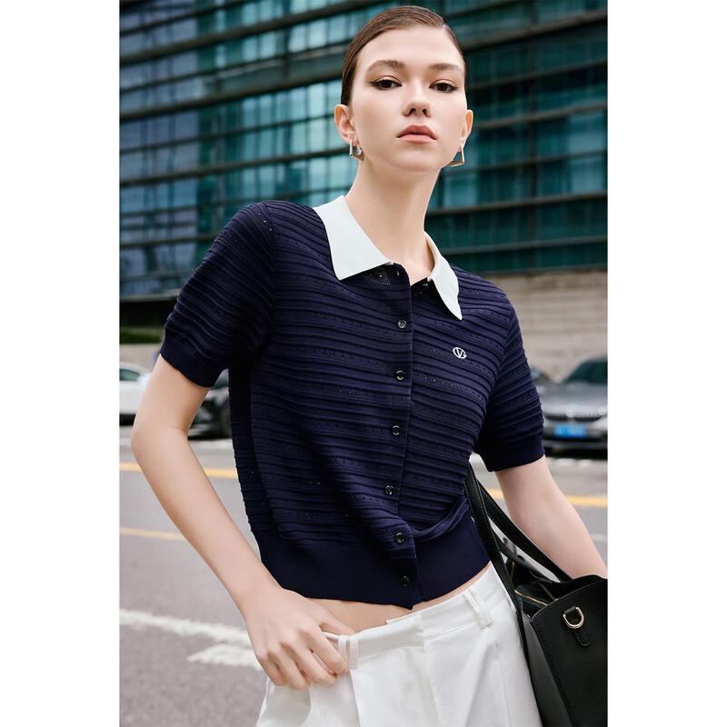 Giovanni Valentino Women's Short Sleeve Knitted Polo Top