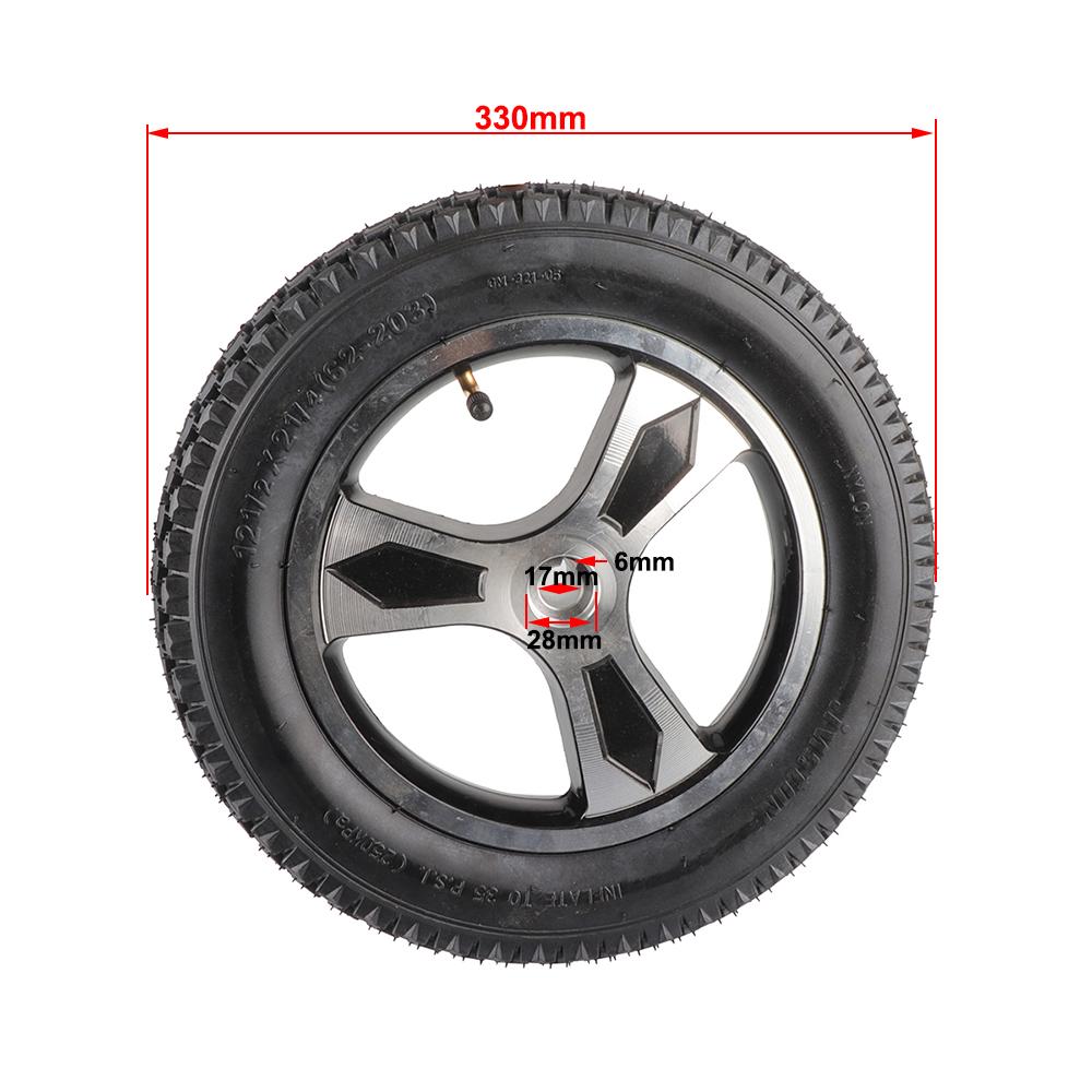 Electric Wheelchair Scooter Rear Wheels 12 Inch Pneumatic Tire Inner Tube 12 1/2x2 1/4 17mm Keyway Wheel Hub for Elderly