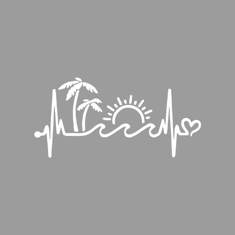 Palm Trees Waves Sunny Beach Comic Strip Creative&funny Stickers for Cartoon Fans&lover,high Quality for Car Trucks Motorcycles