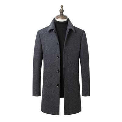 Men Wool Coat Autumn Woolen Coat Pea Coat Winter Wool Long Jacket Man Cashmere Coats Turn-down Collar