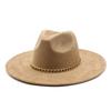 Wish Suede Top Hat Men And Women Couple Big Eaves Hat Flat Edge Gentleman'S Hat